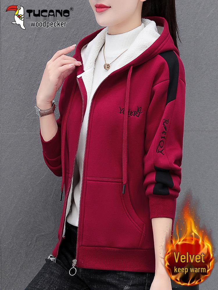 Woodpecker Women's Fleece-Lined Hooded Embroidered Coat: Autumn/Winter 2025 Fashion