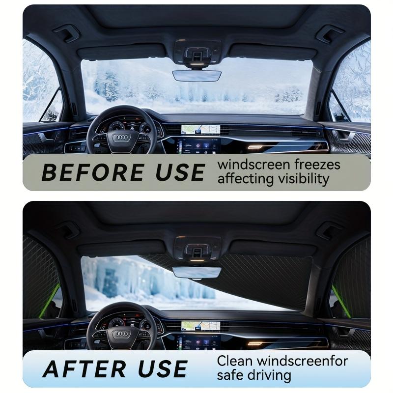 Magnetic Fixed Strap Car Windshield Snow Cover Heavy-Duty Oxford Fabric All-Weather Windshield Protector with UV Sun Shield