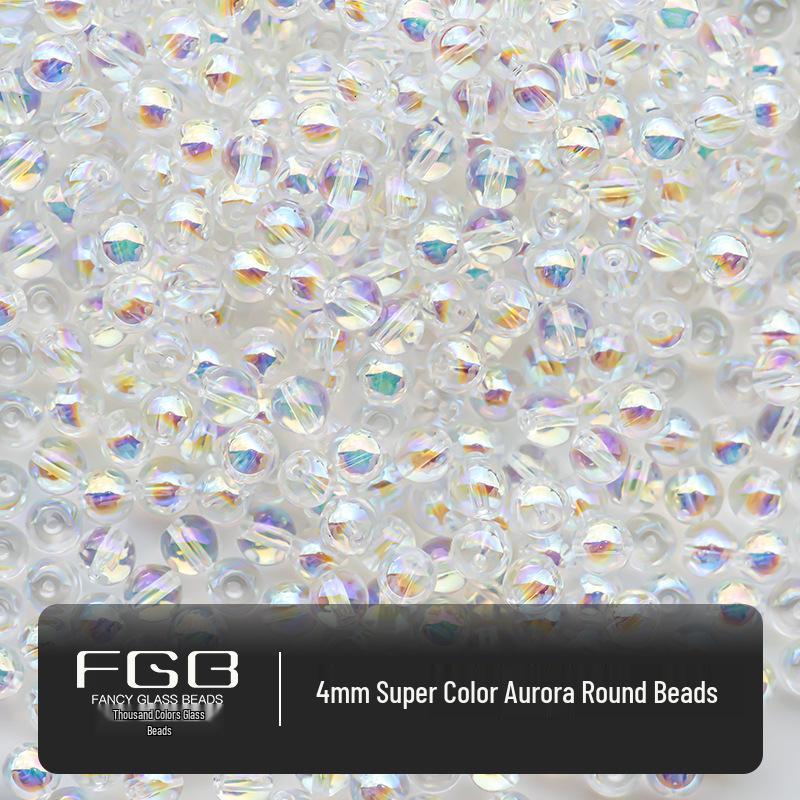 Aurora Iridescent Glass Seed Beads 4-10mm: Super Shiny, Transparent Round/Saucer Beads for DIY Jewelry & Crafting.