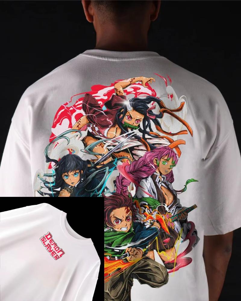 

Oversized Vintage Mens Tshirt Demon Slayer Anime Women Short Sleeve Graphic Tee Streetwear Casual Top Summer Trendy Y2k Clothes S