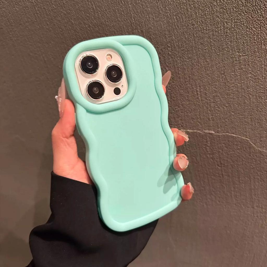 Fashion Soft Curly Wave Case for iPhone 11 12 13 14 15 16 Pro Max 7 8 Plus X XR XS Shockproof Bumper Cover Capa Aesthetic