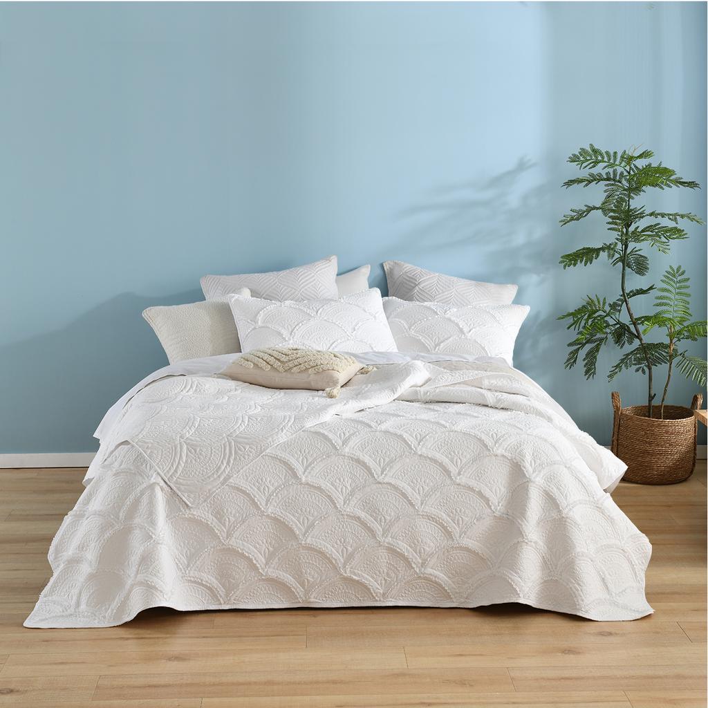 3 Pieces Tufted Bed in a Bag Comforter Set Soft and Embroidery Shabby Chic Boho Bohemian Solid Color Quilt, for All Season