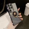 For Samsung Galaxy S25 Ultra Luxury Plating Rhinestone Frame Diamond Ring Stand Phone Case For Samsung S22 S23 S24 S25Plus Cover