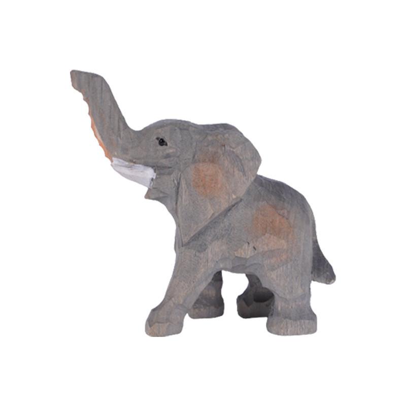 

Wooden Elephant Figurine Hand Carved Animal Home Decor For Modern Living Room