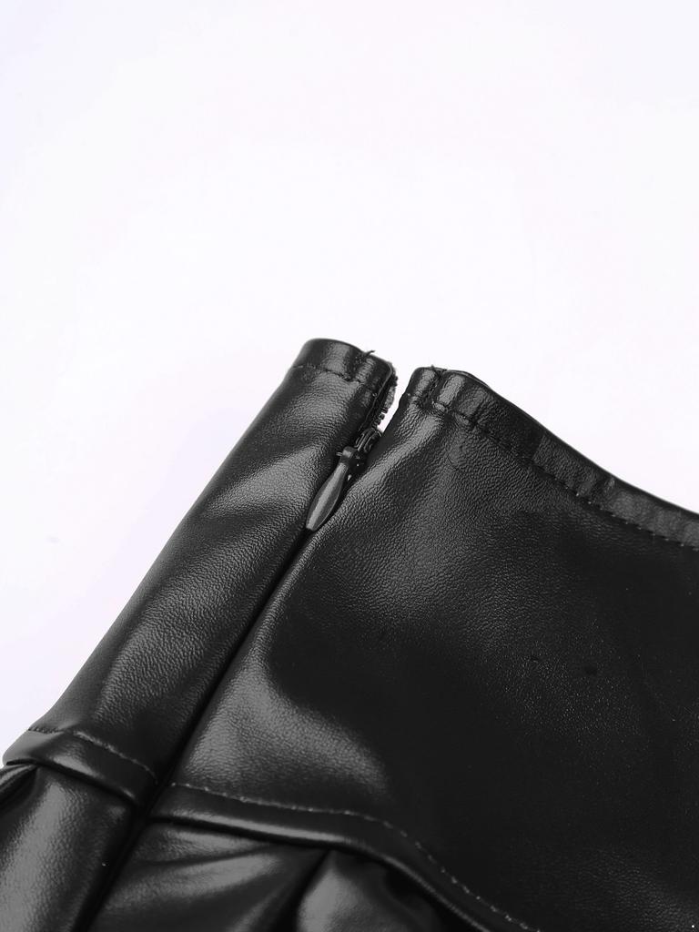 Womens Ladies Miniskirts Leather High Waist Pleated Mini Skirt Cocktail Party Sexy Clubwear Short Skirts