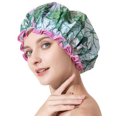 Bonnet de douche imperméable double bonnet de douche élastique bonnet de douche double couche teinture femelle plus bonnet de bain cheveux longs bonnet de douche à l'huile cuite en Peva