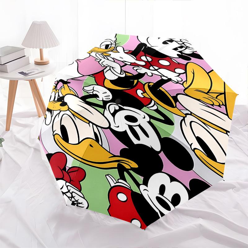 Mickey Mouse Themed Automatic Opening and Closing Umbrella, Brightly Colored 8-rib Portable Umbrella, Suitable for Men and Women, A Perfect