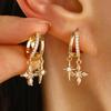 European and American Asymmetrical Star & Moon Earrings Set: Fashion Zircon Studs & Ear Cuffs