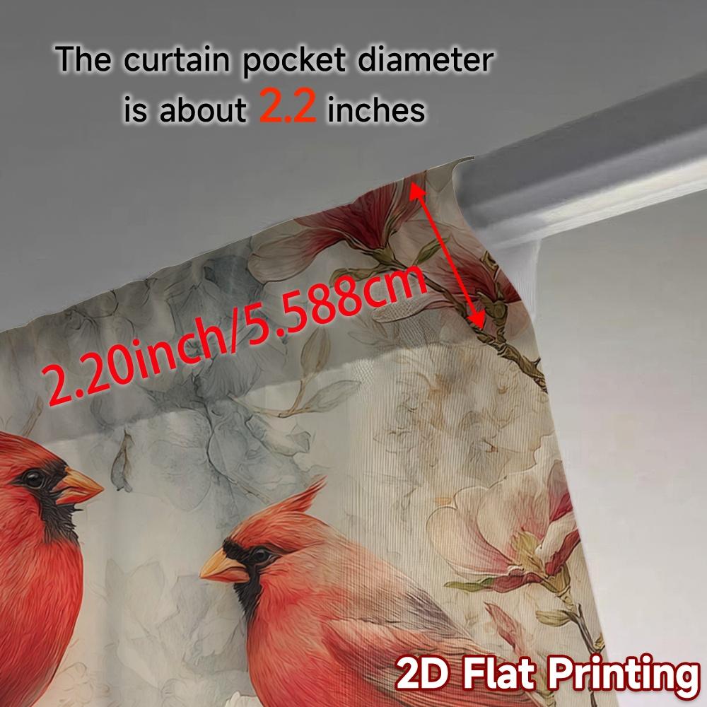 2D Flat Printing,JIT 2pcs, Curtains (Without Rod) Cardinal Blossoms Contemporary Chic Curtains Yarn Curtains Versatile All