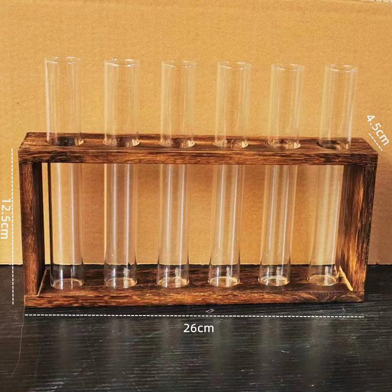 Nordic Glass Vase with Wooden Stand: Hydroponic Plant Table Decoration