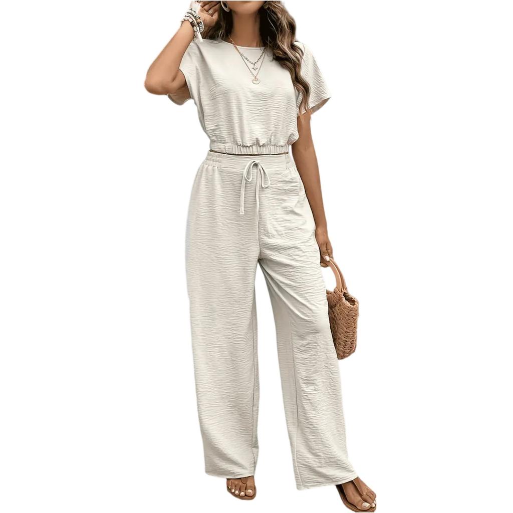 Fashion Women's Casual Top Pants Two-piece Set