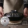 Japanse Keramische Kleipot: Multi-Use Stoofpot, Rijstkoker, Gas- en Inductiekookplaat - Kleine Maat Steen en Platte Pan voor Soepen.