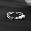 ANENJERY Double Layer Ring Simulated Pearl Ring For Women Engagement Female Jewelry Accessories S-R1188