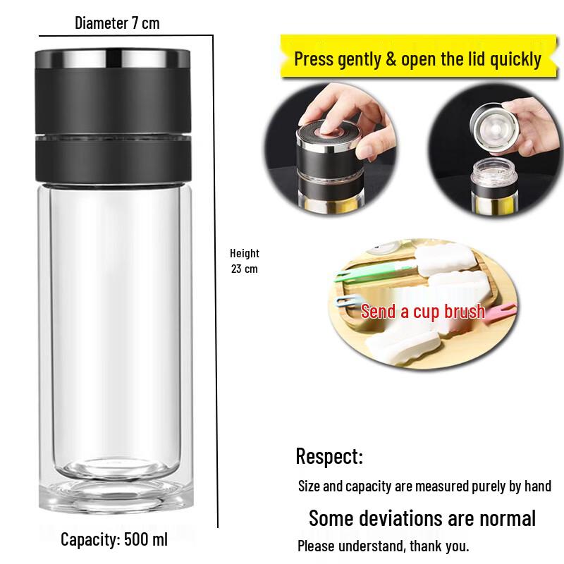 Shangqi Double-Layer Glass Press-Open Tumbler