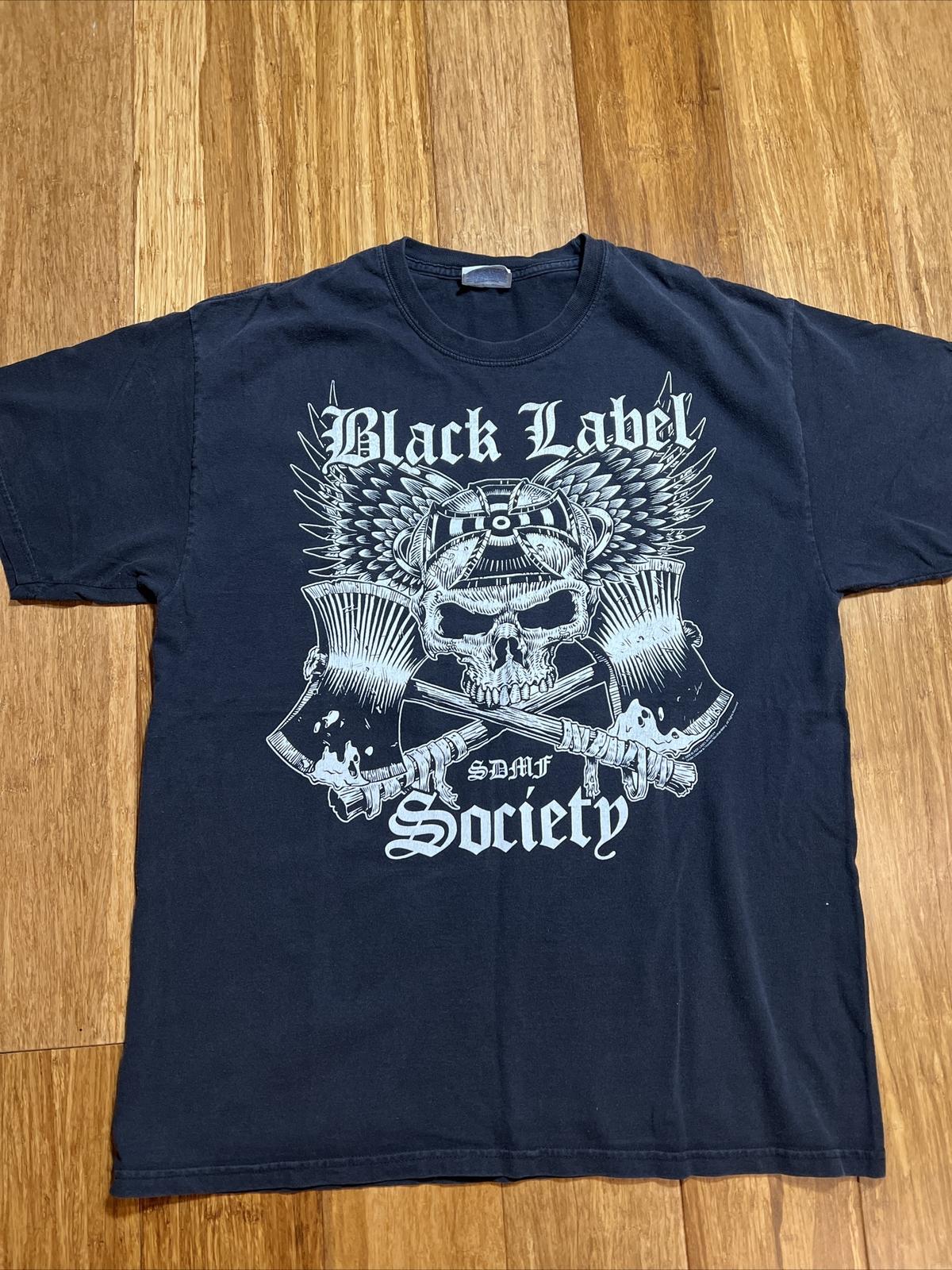Black Label Society BLS Axes Wings Skull Black T-shirt SDMF Y2K Size L XXXL