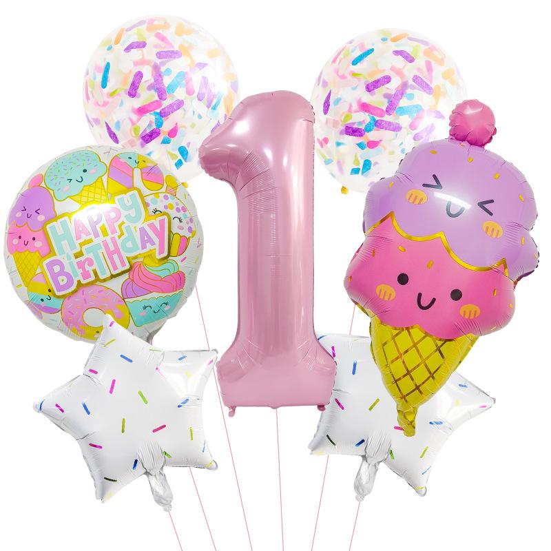 Candy Series Ice Cream Children'S Birthday Party Photo Arrangement Digital Aluminum Film Balloon Set