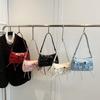 New Spring and Summer Trend Ballet Style Bow Pleated Armpit Bag Premium Texture Shoulder Messenger Bag