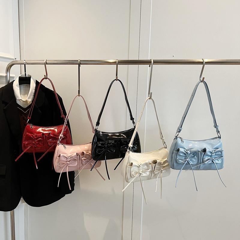 New Spring and Summer Trend Ballet Style Bow Pleated Armpit Bag Premium Texture Shoulder Messenger Bag