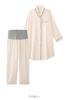 Maternity Double and with Front Long for Hospital Stay and Size Ivory [ANGELIEBE] Pajamas, Gauze, Pre- Post-Natal, Pants, Simple, Opening, Sleeves,