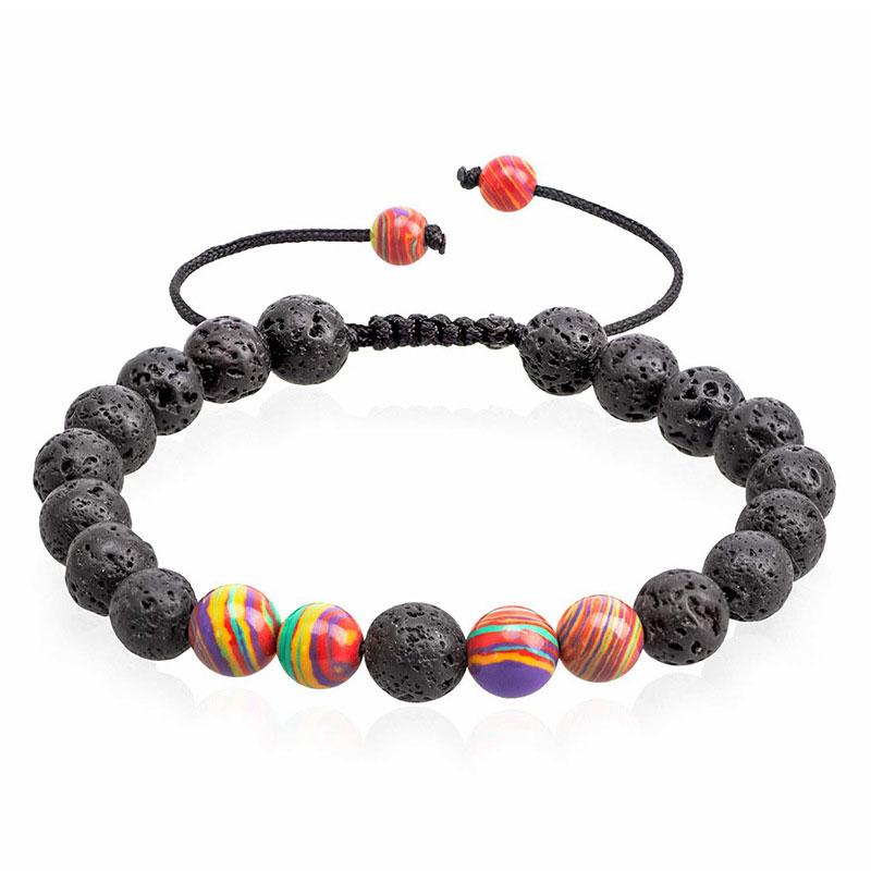 Black Lava Stone Crown Charm Tiger Eye Beads Bracelet For Men Women Braided Bracelets Handmade Adjustable  Pulseira