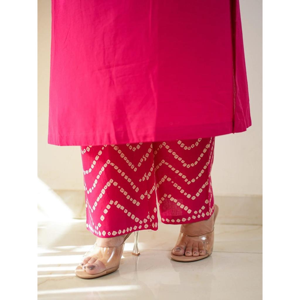 Designer Heavy Cotton Kurti Pant Dupatta Set Women Party Wear Ethnic Kurta Set