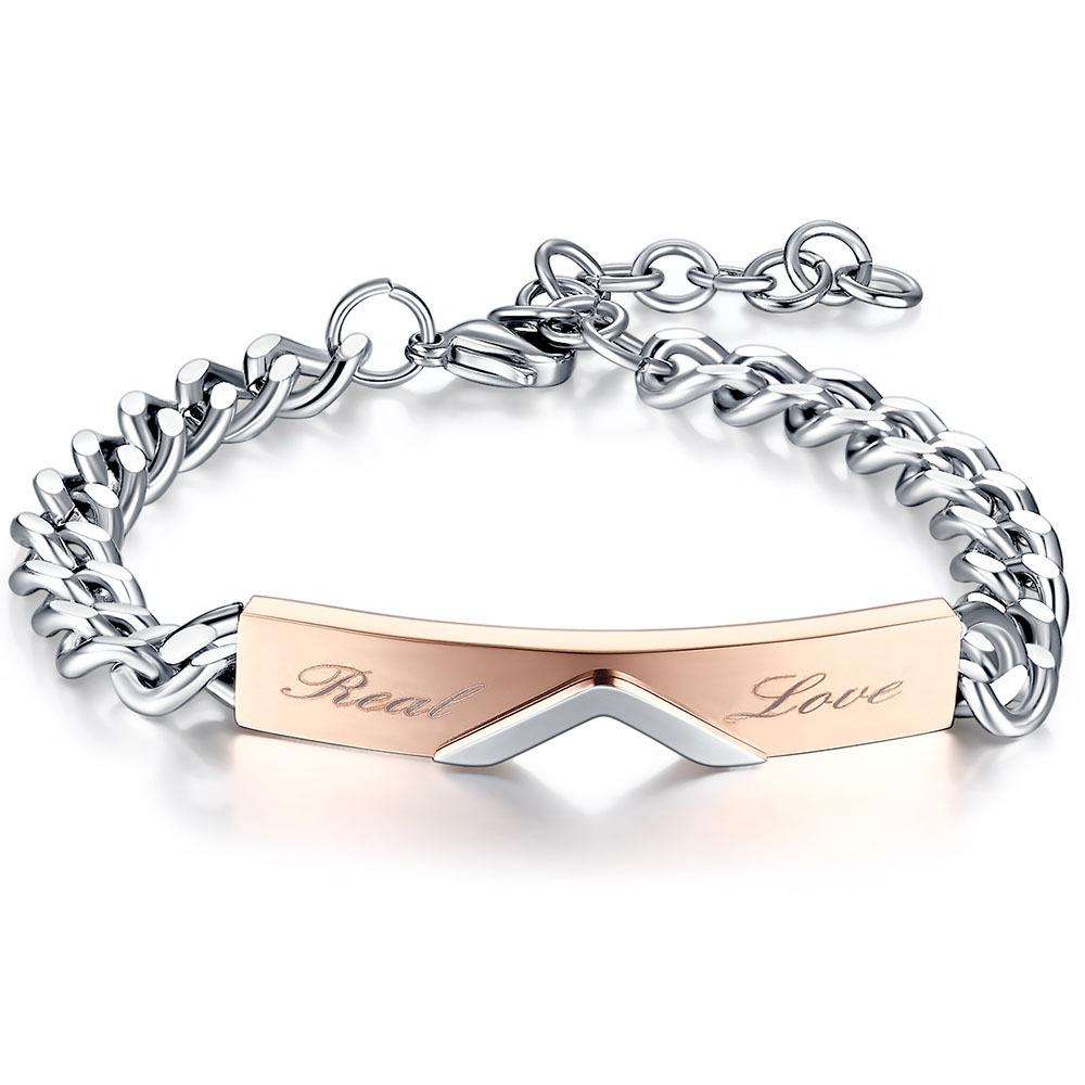 5MM Titanium Steel Valentine's Couple Bracelet - Customizable with Laser Engraving