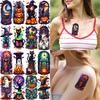 9pcs Temporary Tattoo Skeleton Halloween Bat Ghost Waterproof Long-lasting Body Stickers Tree For Children Girls Women