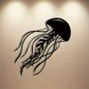 Elegant Jellyfish Metal Wall Statue, Iron Marine Life Sculpture, Abstract 2D Flat Home Art Decoration for Fence