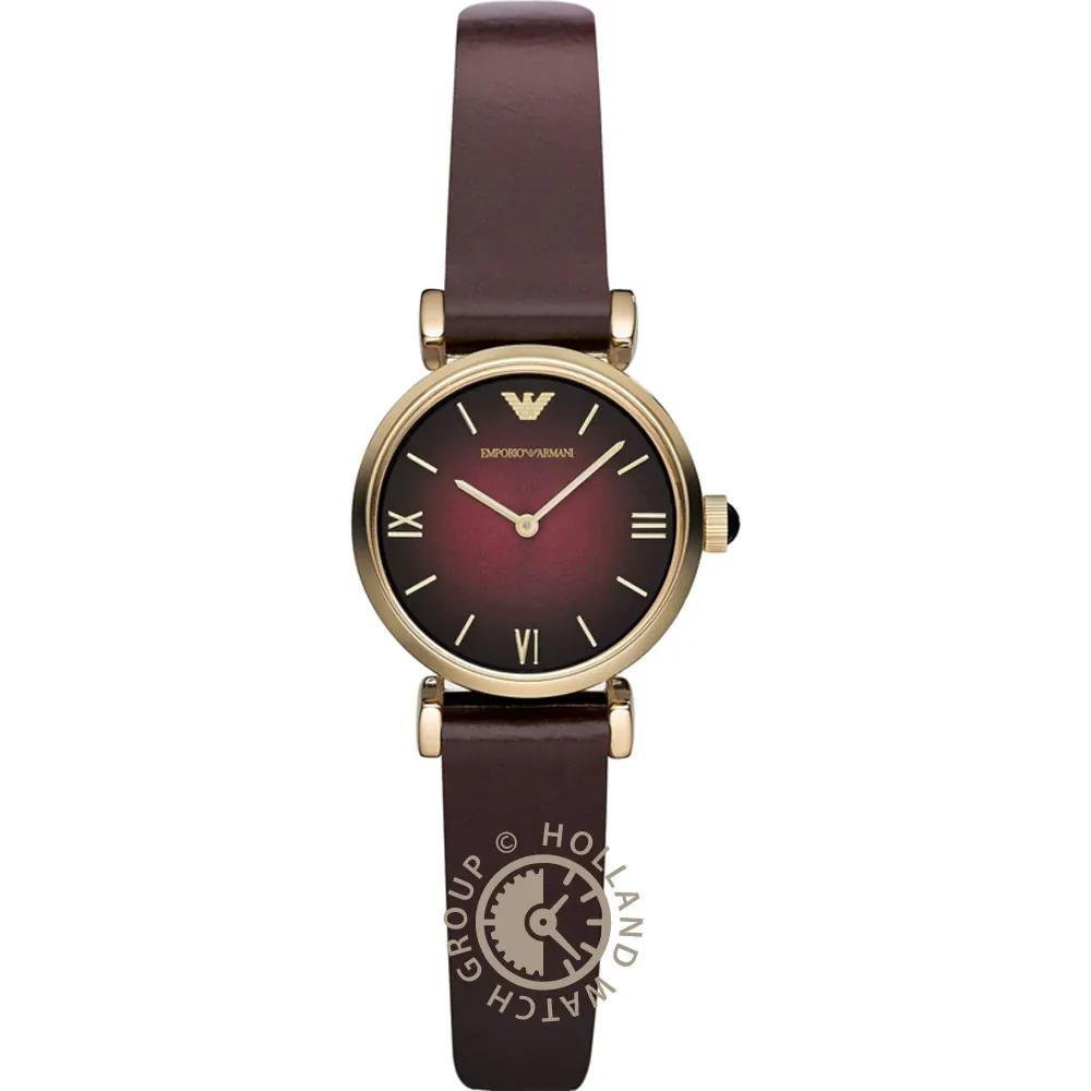 Emporio Armani Gianni T-Bar Mini Brown Brown Leather Ladies Quartz Analog Watch AR1758 коричневый