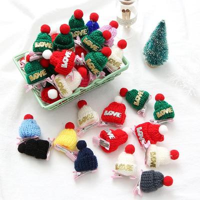 Creative Christmas Yarn Hat Hair Clip - Cute 3D Plush Accessory for Kids