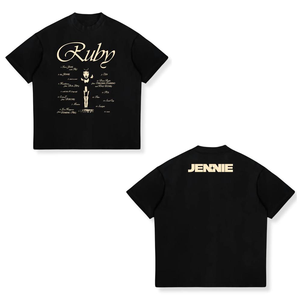 Jennie Ruby Album Printing TShirt Jennie Pretty Girl Unisextra Tshirt Unisex Fan Gift Tee Women Cotton High Quality Soft Top