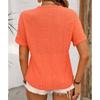 Summer Women's Plus Size Broken Crochet Hollow Decorative Button V-Neck Short Sleeve T-Shirt Top