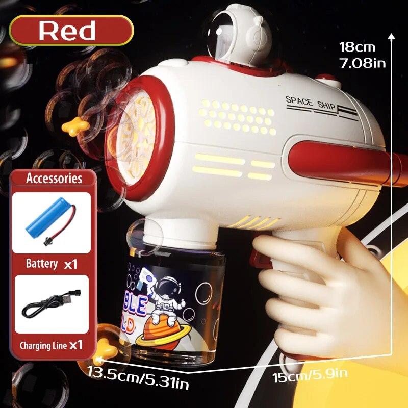 Bubble Gun Rakett Soap Spaceman Bubbles Machine Julegave Gun Shape Automatisk blåser med lette Pomperos leker for barn
