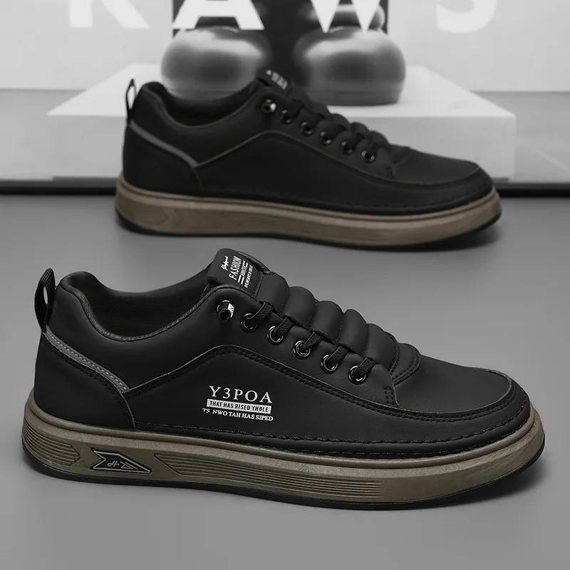 Leather Casual Shoes for Men Breathable White Sneakers Fashion Driving Walking Tennis Shoes for Male Office Flats Shoes 2025