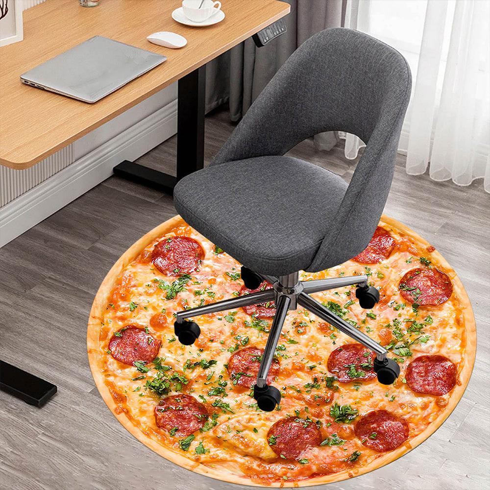 1ks Pepperoni pizza Kulatá podložka na židli Koberec - Protiskluzová podložka na podlahu do kanceláře, ložnice a interiéru c1118209