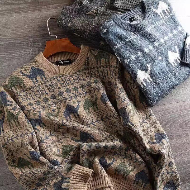 Autunno e Inverno Nuovo Maglione Versatile con Lacci Monocolore Stile Coreano Maglione Largo Cappotto da Uomo Cappotto