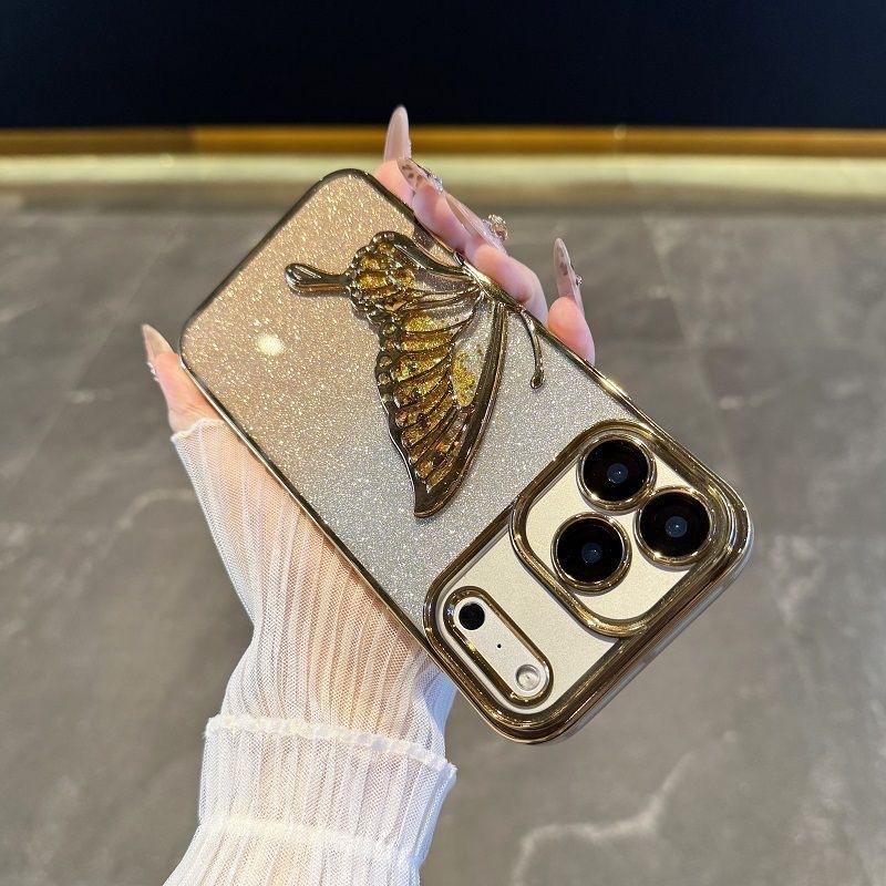 Applicable to iPhone17promax mobile phone case, new quicksand butterfly electroplating, Apple 16 Japanese and Korean luxury 151413