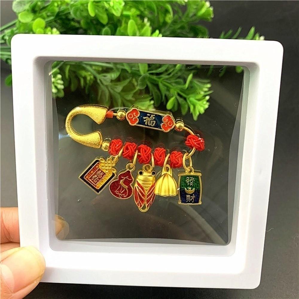 Clouds Peace Lock Red Lucky Brooch Pin Ancient Method Gold Alloy Pin  Jewelry Accessories