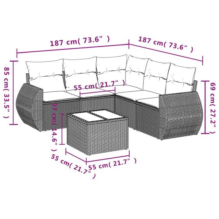 VidaXL Garden Lounge Set with Cushions 6 Pcs, Patio Sofas, Patio Furniture Set, Outdoor Furniture, Black 3221354