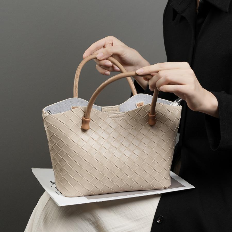 Mote Messenger Bag Allsidig Trend Stor Kapasitet Vevd Dameveske Enkel Bærbar Skinn Skulderveske