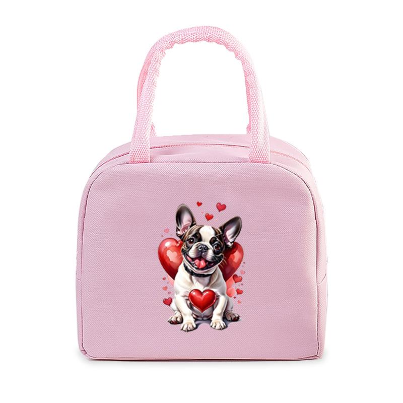 Bento Thermal Bag Pug Dog Cartoon Print Women Insulation Portable Pouch Food Picnic Fresh Cooler Lunch Bag for School Student