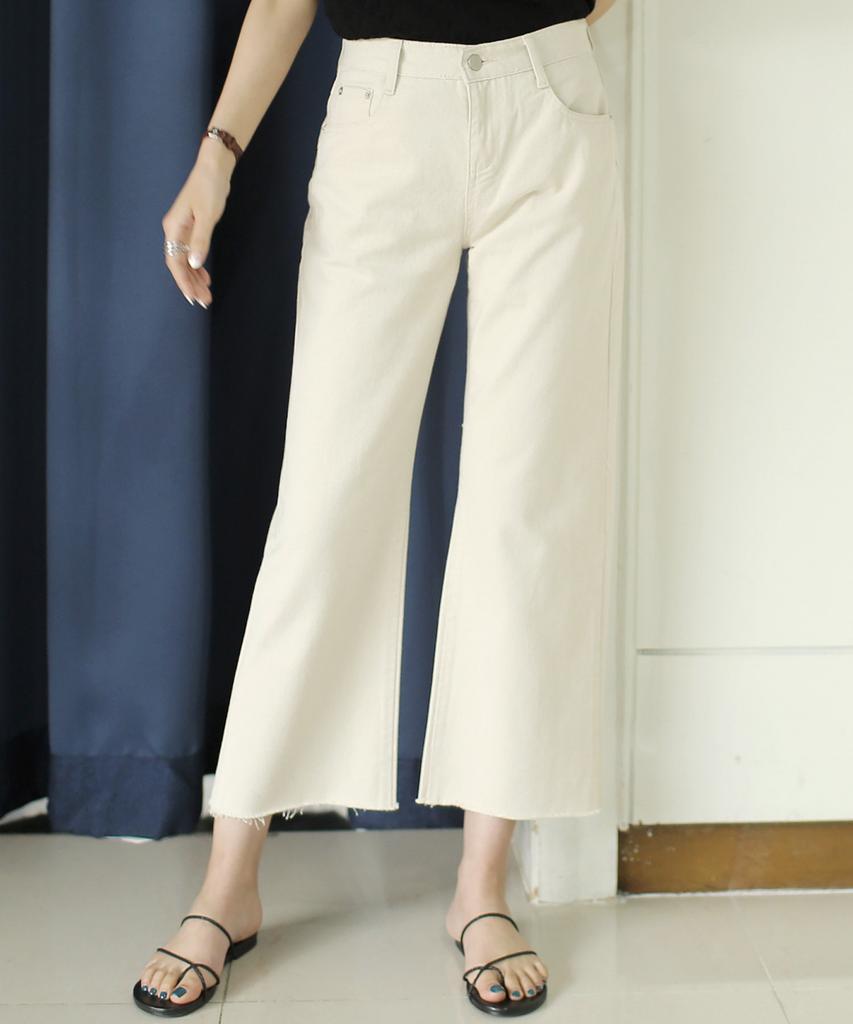 Ppaeppae Domestically Produced Wide Cotton Pants With Cut-Off Hems
