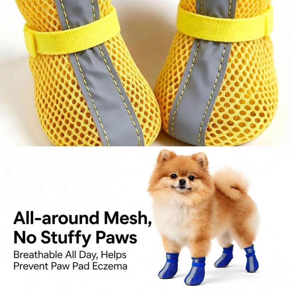 4PCS/SET Non-Slip Dog Shoes Breathable Pet Paw Protector Durable Pet Booties for Pets