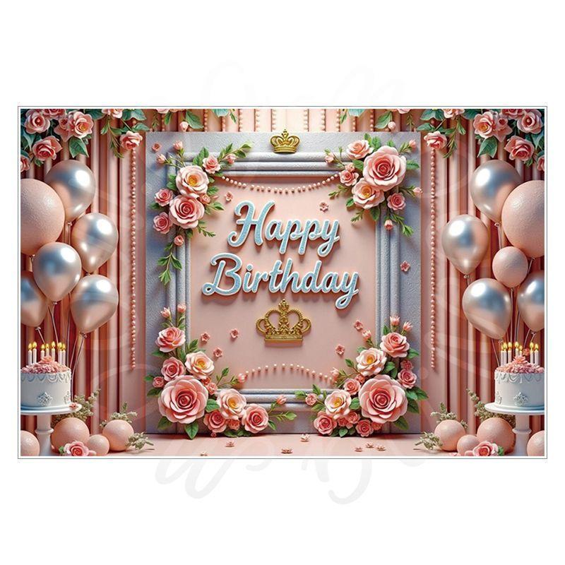 Pink Birthday Theme Party Decoration Backdrop Cloth - Party Decoration Scene Background Wall Hanging