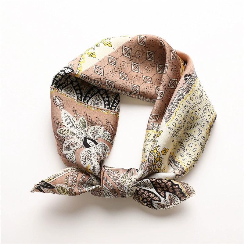 50X50CM Women Square Scarf Horse Printing Hair Neck Scarfs For Ladies Kerchief Twill Imitation Silk Foulard Scarves&Wraps
