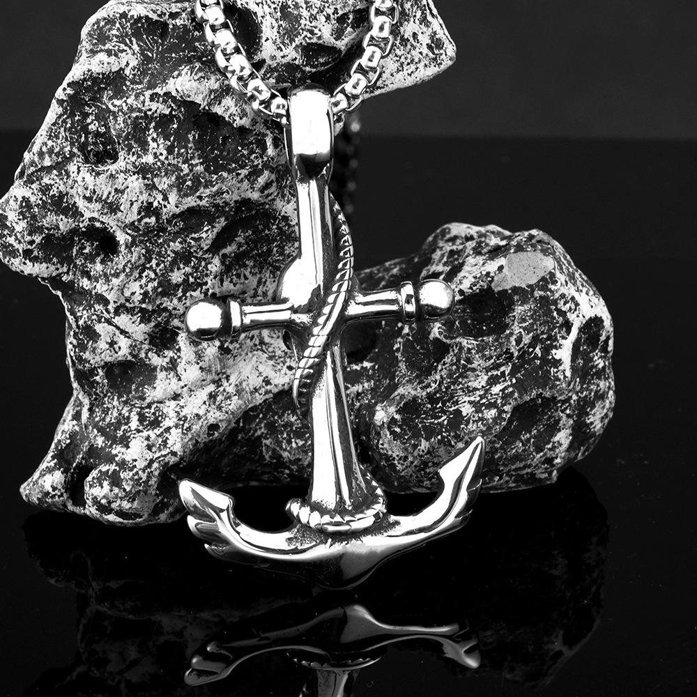 Men's Retro Anchor Skull Stainless Steel Pendant Necklace