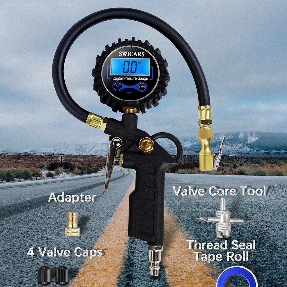 

250 PSI Air Chuck Auto Tire Inflator 0.1 Display Resolution Digital Tire Tester Motorcycle 1Set