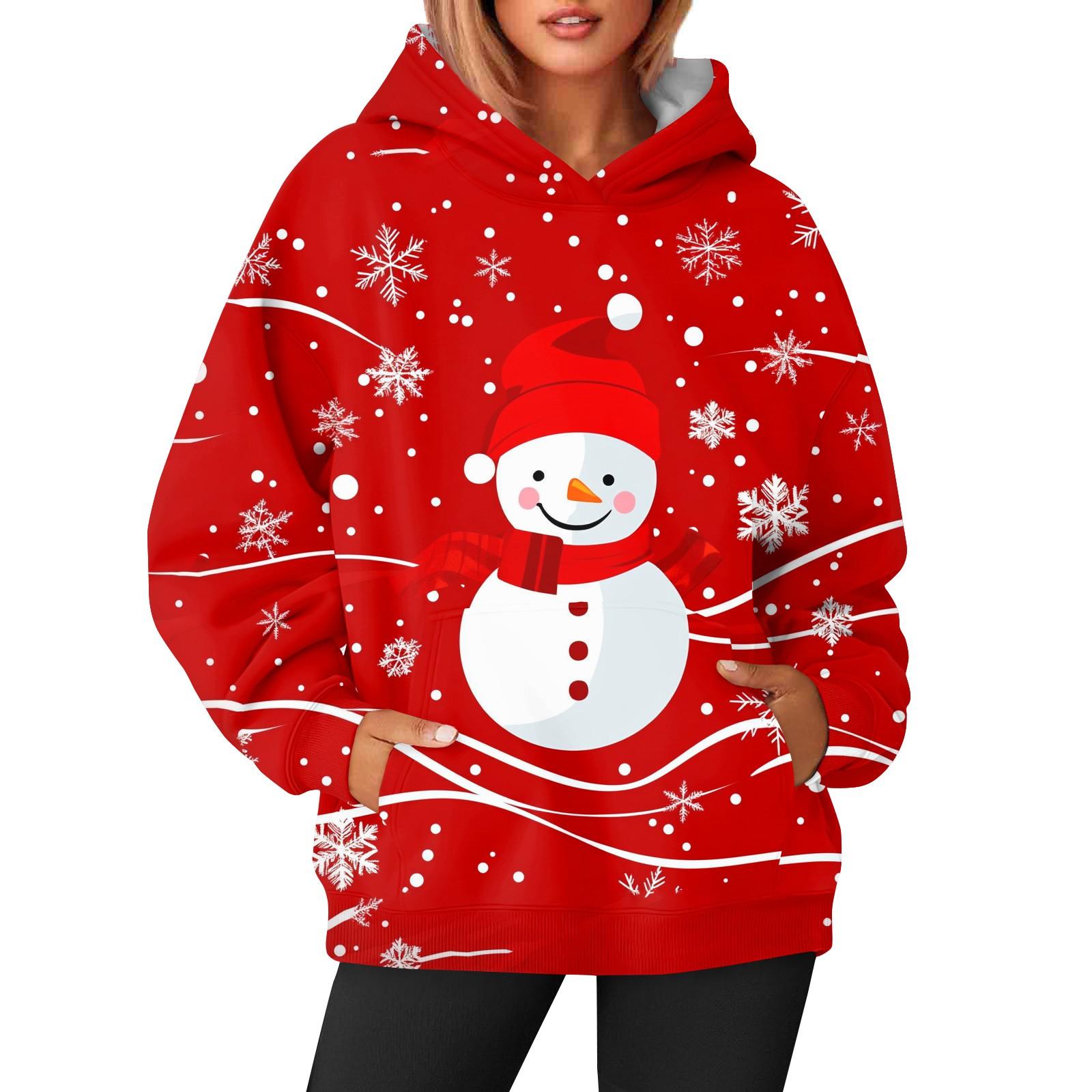 

Женская модная и повседневная толстовка с капюшоном и длинными рукавами с принтом XXXL красный