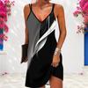 Women Plus Size Light Beige V Neck Double Straps Floral Printed Sleeveless Curved Hem Mini Dress