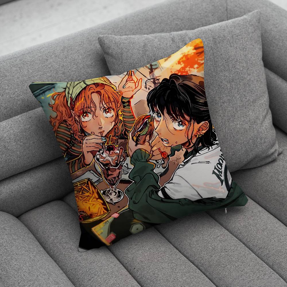 AAya Oosawa And MMitsuki Koga Print Pattern Sofa Cushion Cover Pillowcase Home Party Car Bedding
